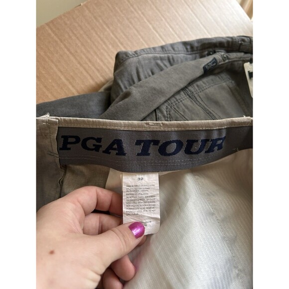 Pga Tour Men's 32 Classic Fit Stretch Performance Shorts In Khaki‎ Heather - Picture 3 of 5